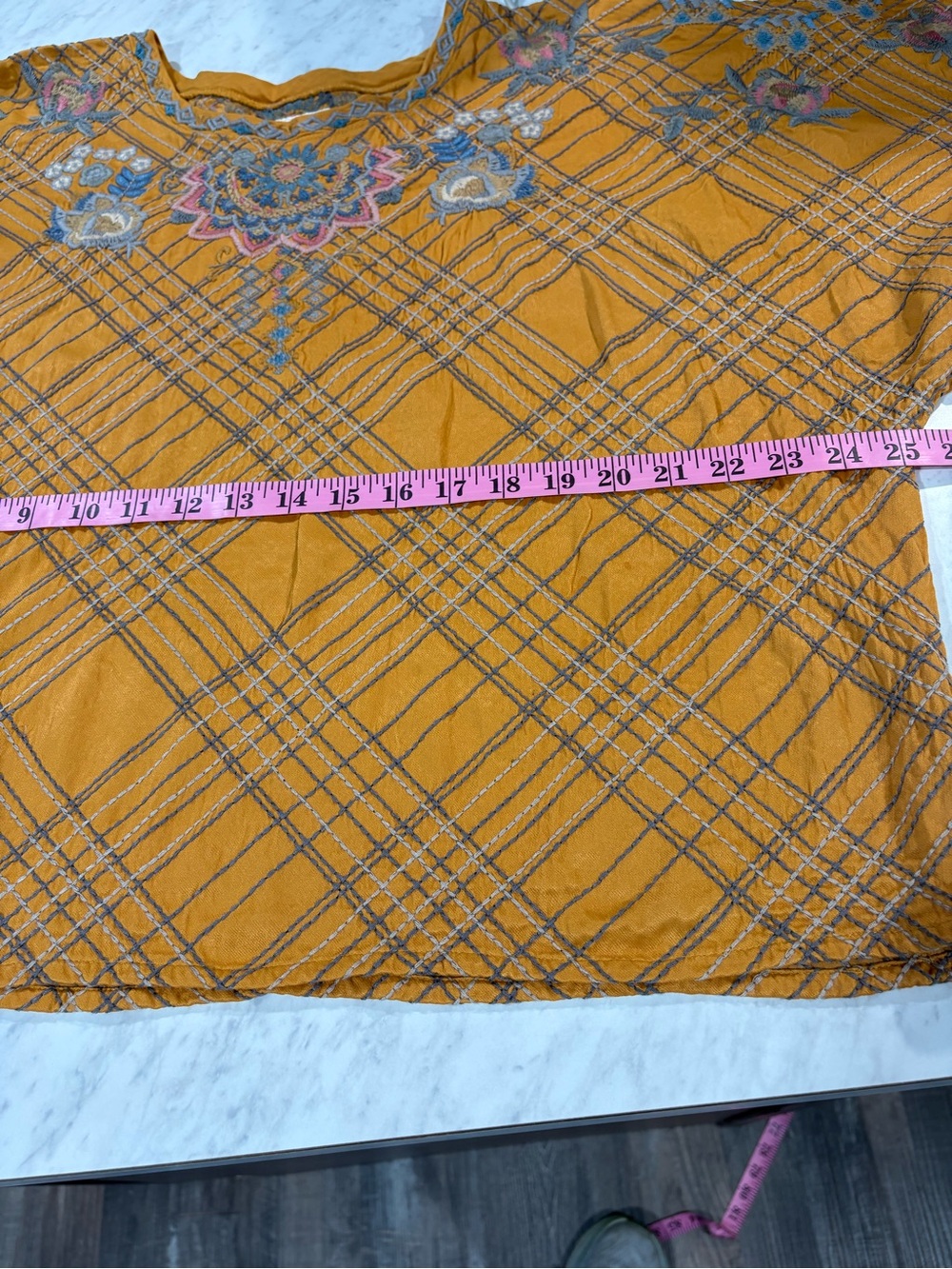 Johnny Was Mustard Embroidered Boho Tunic - Picture 4 of 7